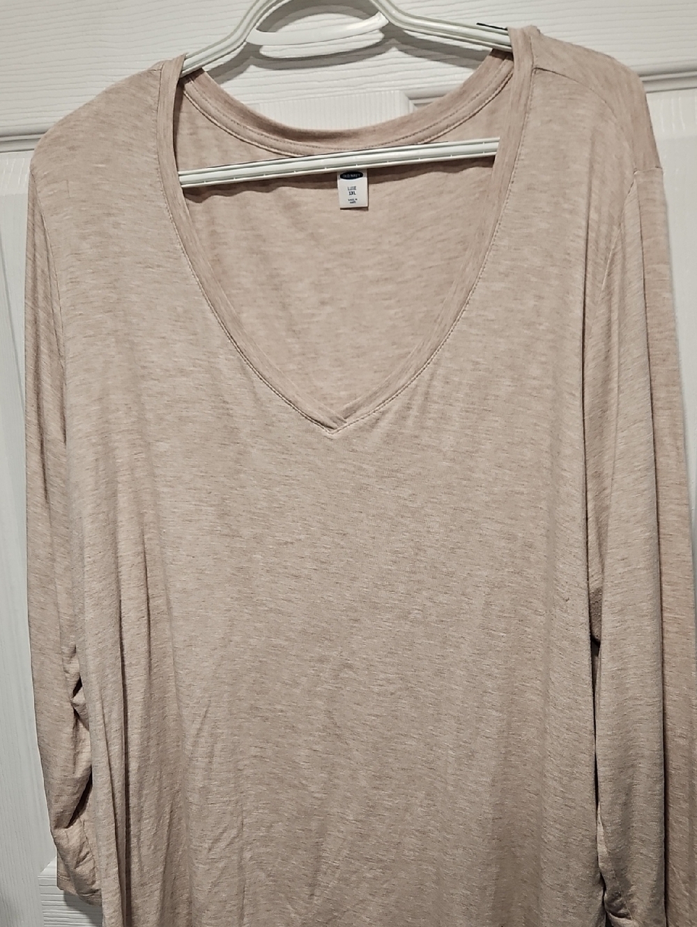 Old Navy Light Taupe V-Neck Long Sleeve Top